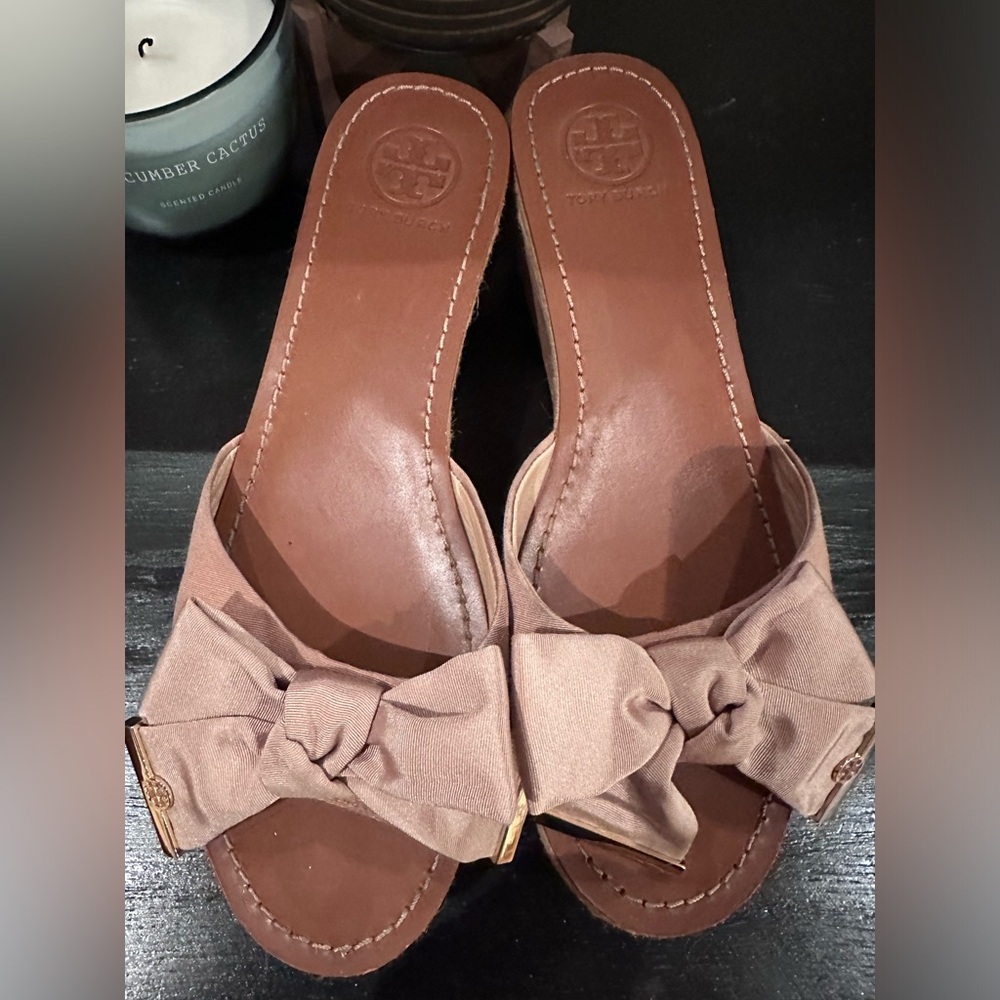 Tory Burch Bow Wedges Sandal Slide Size 10